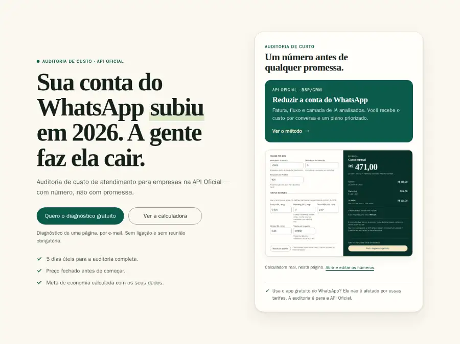 Captura real da página inicial de um site construído por nós.